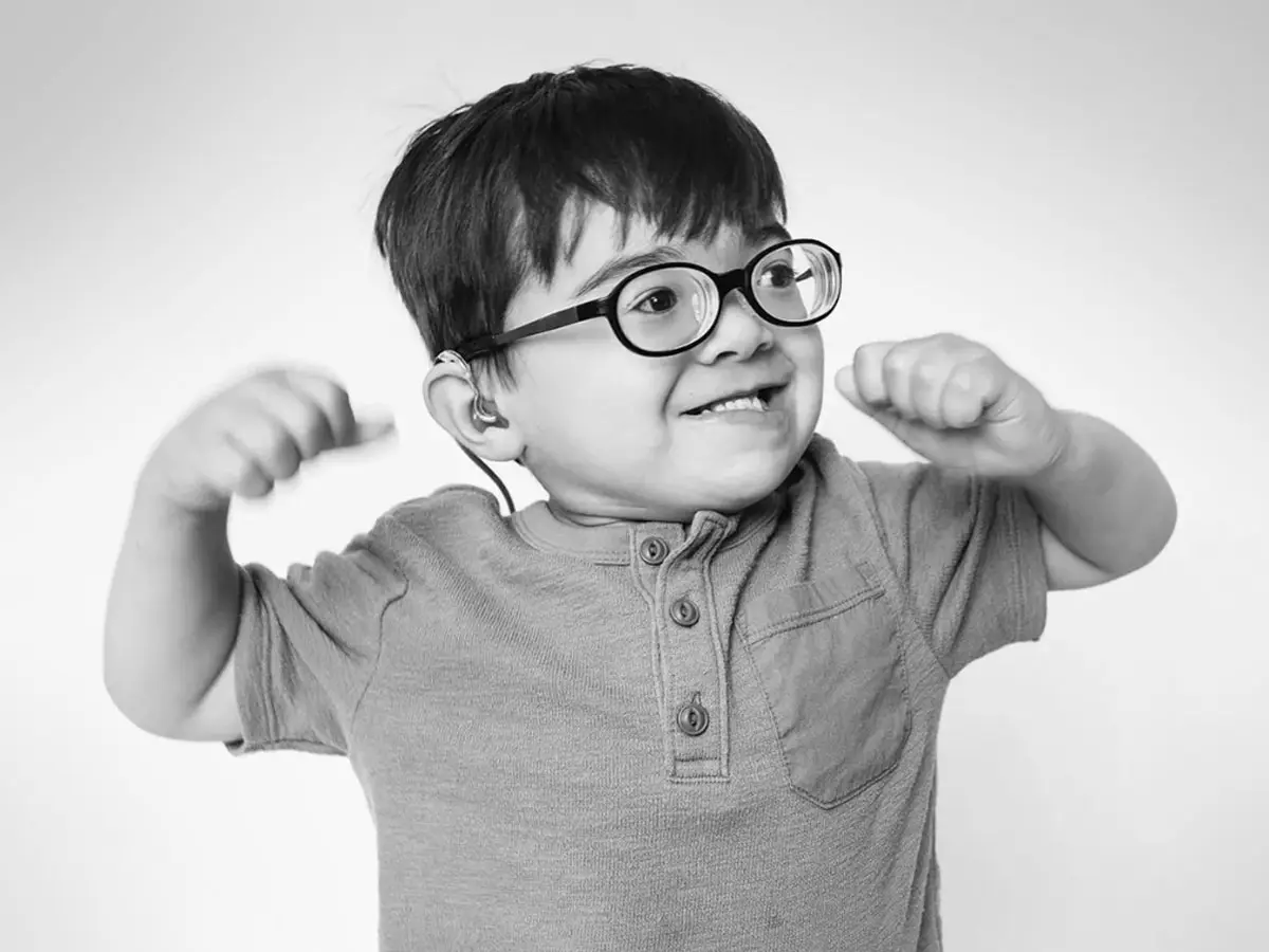 Young child with glasses